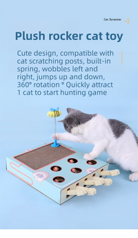 Thumbnail for Whack-A-Mole Cat Toy (Figurine Mole & 5 Hole) - Interactive Puzzle Box