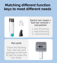 Thumbnail for 7-in-1 White Multifunctional Pet Grooming Vacuum Kit - Dog Cat Home Barber Shop & Low Noise Shedding Groomer with 1L Large Dust Cup