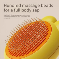 Thumbnail for 2 Pcs Yellow Pet Self-Cleaning Slicker Brush for Cats and Dogs - Rabbit Ear Design with Stainless Steel Needles and ABS Handle - Gentle Deshedding and Massage Tool for Long Hair Breeds