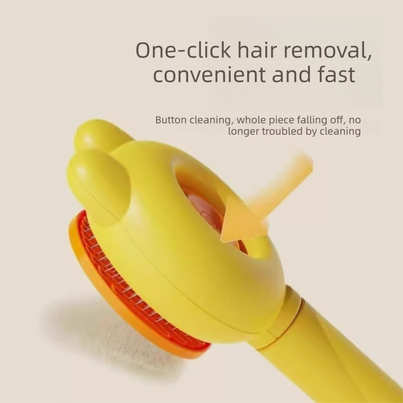 2 Pcs Yellow Pet Self-Cleaning Slicker Brush for Cats and Dogs - Rabbit Ear Design with Stainless Steel Needles and ABS Handle - Gentle Deshedding and Massage Tool for Long Hair Breeds