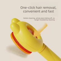 Thumbnail for 2 Pcs Yellow Pet Self-Cleaning Slicker Brush for Cats and Dogs - Rabbit Ear Design with Stainless Steel Needles and ABS Handle - Gentle Deshedding and Massage Tool for Long Hair Breeds