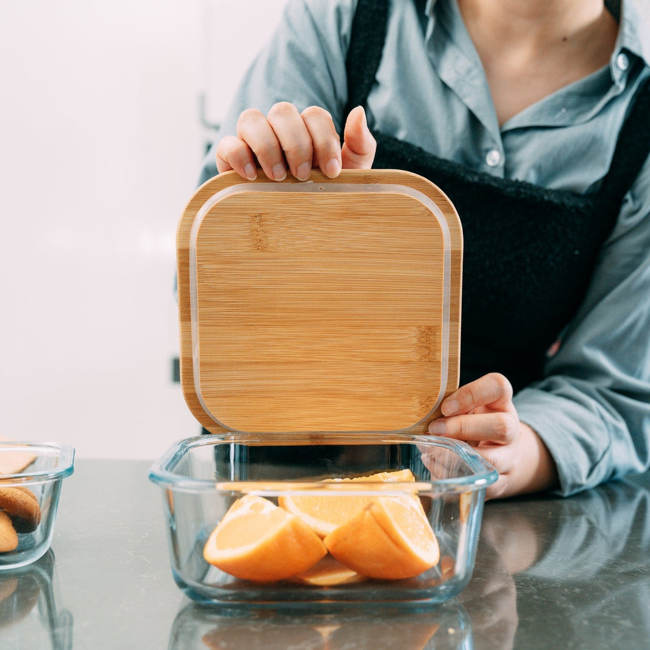 4 Pcs Bamboo Food Container - Medium