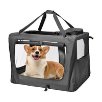 Thumbnail for Foldable Dog Carrier Large Pet Travel Bag Portable and Breathable Car Travel Transport Kennel 72x52x52cm Load Up to 27kg with Steel Frame and Pocket Black