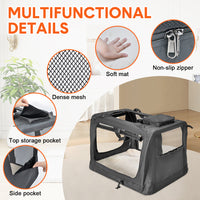 Thumbnail for Foldable Dog Carrier Large Pet Travel Bag Portable and Breathable Car Travel Transport Kennel 72x52x52cm Load Up to 27kg with Steel Frame and Pocket Black