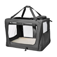 Thumbnail for Foldable Dog Carrier Large Pet Travel Bag Portable and Breathable Car Travel Transport Kennel 72x52x52cm Load Up to 27kg with Steel Frame and Pocket Black