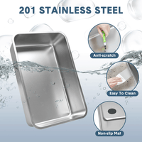 Thumbnail for 20L Large Anti-Leak Enclosed Cat Litter Box Stainless Steel Detachable Kitty Litter Tray with ABS Lid High Sides Scoop and Ramp Easy Cleaning Light Grey